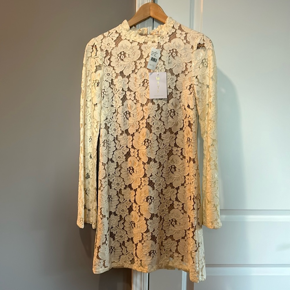 WAYF cream mini-dress